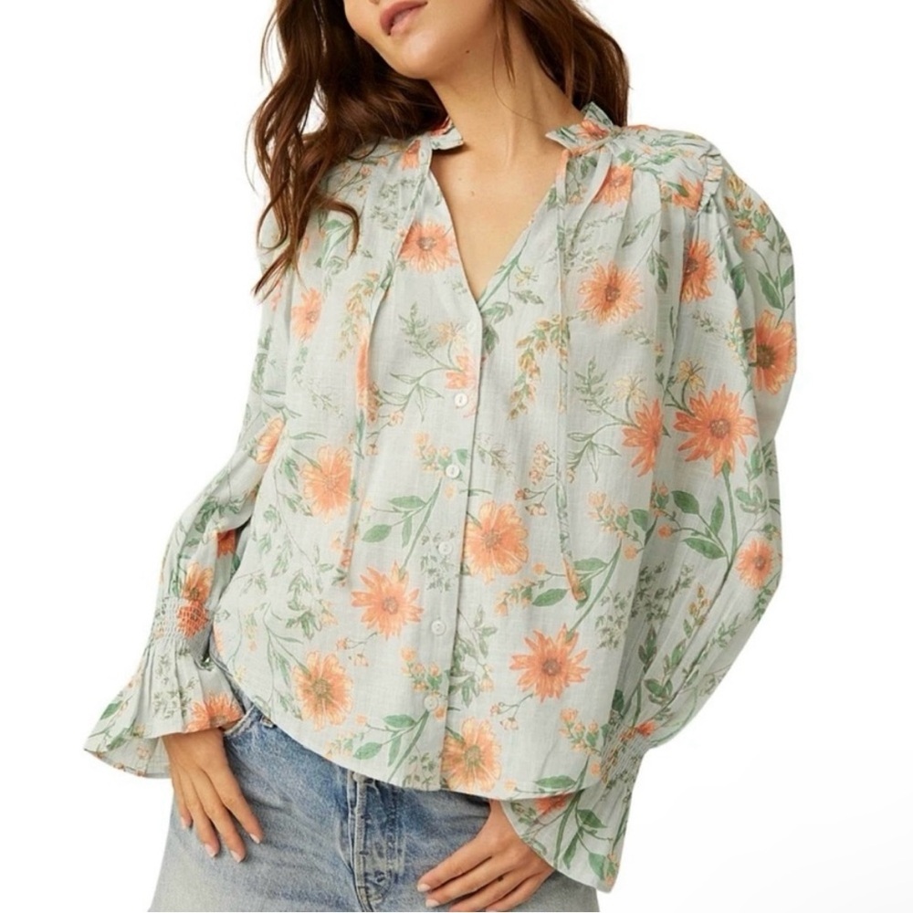 NWT FREE PEOPLE MEANT TO BE TEAL BLOUSE IN SIZE XS